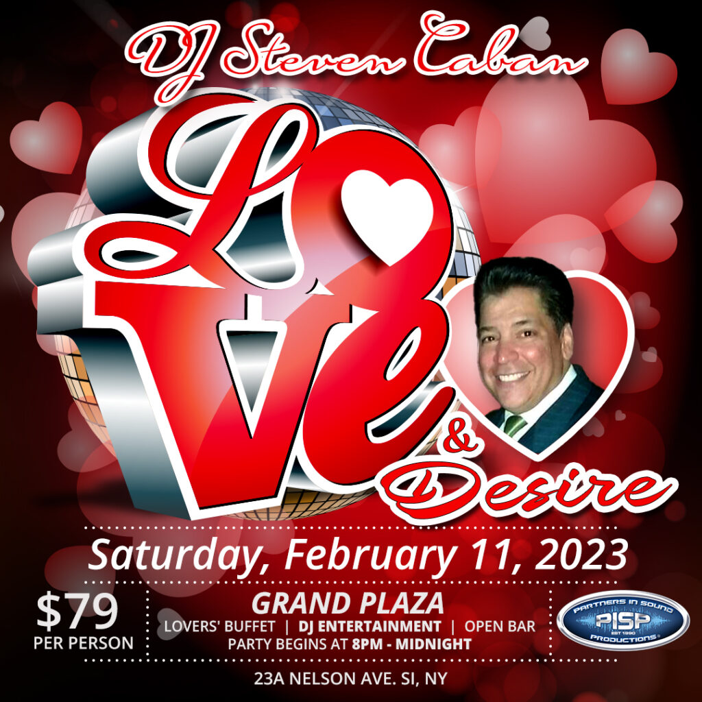 Promotional flyer created for Valentine's Day Disco Night